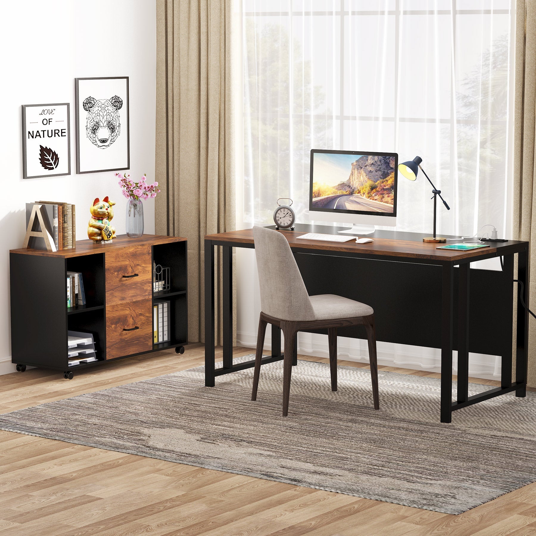 Tribesigns L-Shaped Desk, 55" Office Desk with 40" Mobile File Cabinet Tribesigns